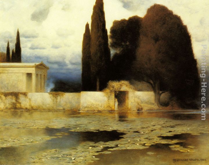 A Classical Landscape painting - Ferdinand Keller A Classical Landscape art painting